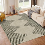 HelloTree Area Rug for Living Room 6x9 Washable Geometric Moroccan Rug Stripe by HelloTree