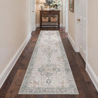 Runner Rug 2'6''x10, Non Slip Vintage Hallway Runner Rugs, Low Pile Lightweight by BESBLEE