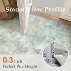 10x14 Area Rug Teal Beige Abstract Living Room Bedroom Washable Carpet Neutral - Image 7