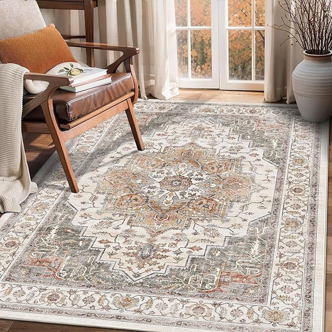 3x5 Vintage Area Rugs for Indoor Entrance Stain Resistant Washable Entryway Rug by NakedCloud