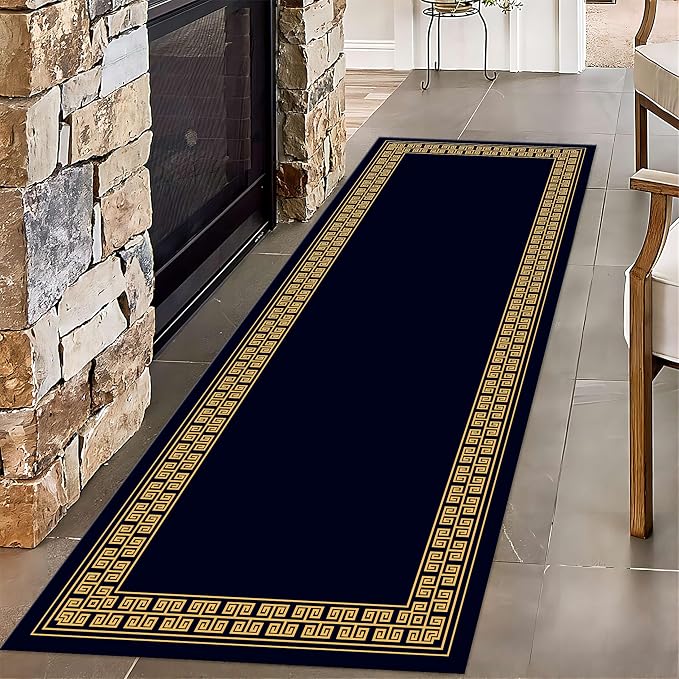 Modern Geometric Meandering Throw Carpet Runner by Unknown