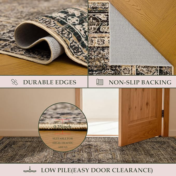 Washable 6x9 Area Rug for Living Room, Carpet for Bedroom Dining Room, Non - Image 6