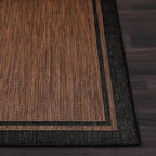 CAMILSON Indoor Outdoor Rug, 6x9 Bordered Nut Brown Black Modern Area Rugs - Image 5