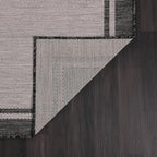 CAMILSON Indoor Outdoor Rug, 6x9 Bordered Gray Modern Area Rugs - Image 5