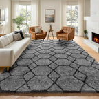 ONASAR 7x9 Area Rugs for Living Room Bedroom, Washable Large Fluffy Grey and by ONASAR