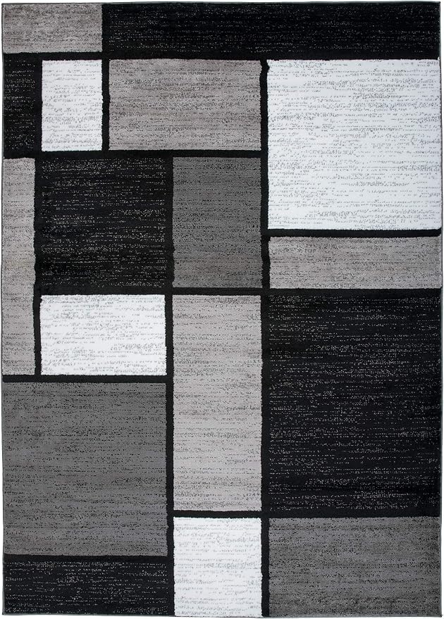 Rugshop Modern Geometric Gray Area Rug, Fade-Resistant Carpet - Image 3