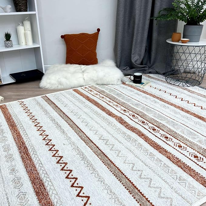Alfa Rich 7x10 Beige Terracotta Washable Area Rugs by AlfaRichRugs