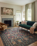 Loloi Rifle Paper Co. Rosa Collection RSA-01 Black 8'-4" x 11'-6" Area Rug by Loloi