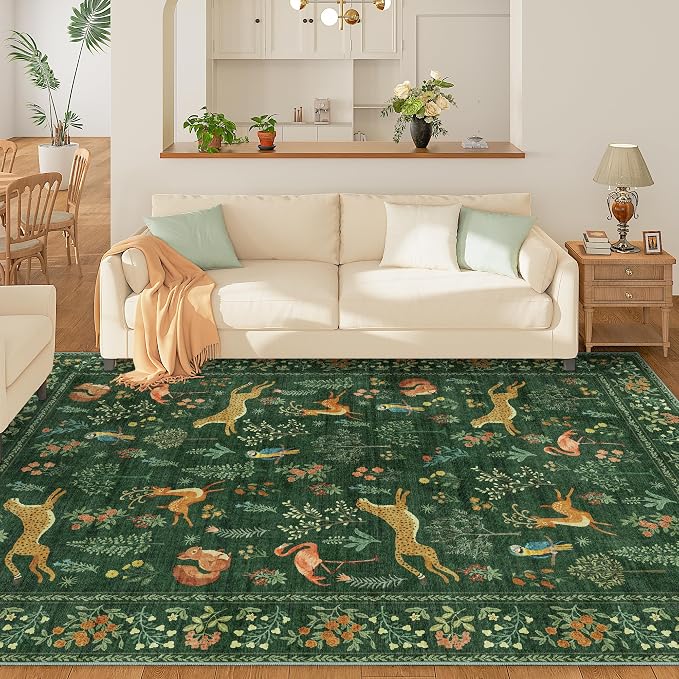 DUKINO 5x7 Rug, Washable Animal Living Room Rug - Image 2