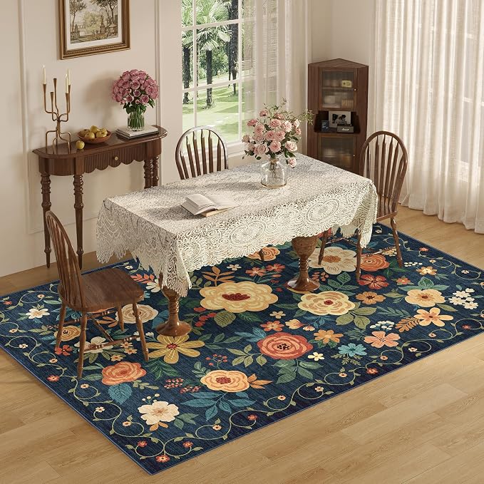 DUKINO 8x10 Area Rug, Floral Rugs - Image 4
