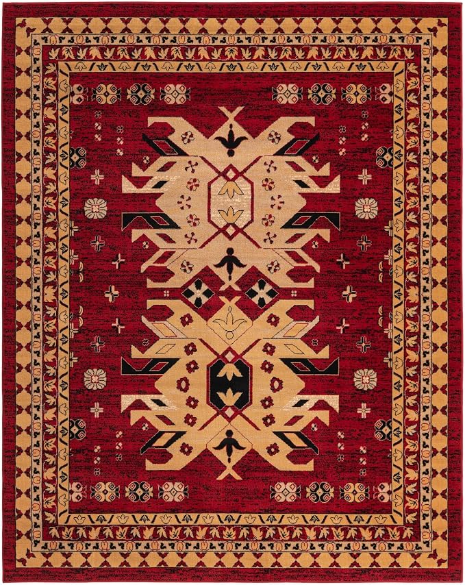 Unique Loom Taftan Collection Border Geometric Tribal Inspired Design Area Rug - Image 3