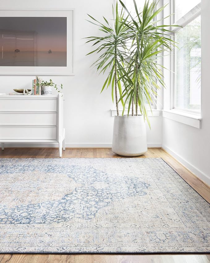 Loloi Layla Collection LAY-07 Blue/Tangerine 2'-6" x 12'-0" .13" Thick Runner - Image 9