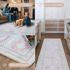 Fame Living Pink Oushak Rug, Modern Small Rugs, Door Mat, Doormat - Image 5