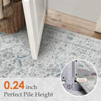 Blue 2x6 Runner Rug Vintage Area Carpet Hallway Indoor Kitchen Washable Low - Image 3