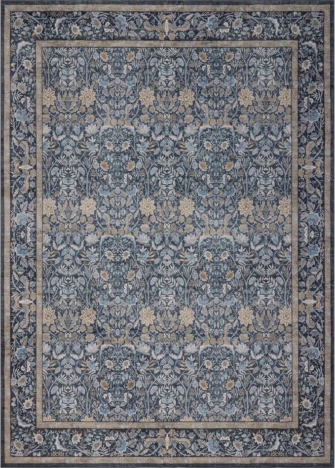 Washable Living Room Rug: 6x9 Boho Floral Soft Area Rug - Image 8
