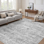 Grey Rug 8x10 Area Rugs: Washable Boho Large Vintage Neutral Soft Rug Stain - Image 5