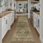 HUGEAR 2x10 Runner Rug Hallway Machine Washable Retro Green Vintage Floral Low - Image 3