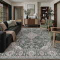 HUGEAR Retro Black Area Rug 8x10 Machine Washable Living Room Rugs Distressed by HUGEAR