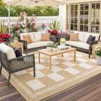 Vasofe Checkered Jute 5x7 Area Rugs, Washable Outdoor Patio Rug - Image 2