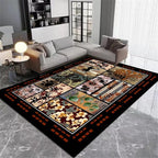Rustic Cabin Area Rug 7x9ft, Animal & Moroccan Plaid Pattern Vintage Boho Carpet - Image 3