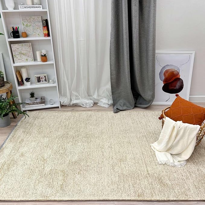 Alfa Rich 4x6 Sand Beige Washable Area Rugs - Image 2