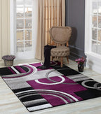 GLORY RUGS Area Rug Modern 2x7 Purple Soft Hand Carved Contemporary Floor Carpet by GLORYRUGS