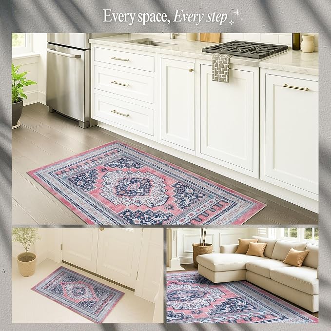 Fame Rugs Turkish Rug. Washable Vintage Oriental Antique Inspired Traditional - Image 5
