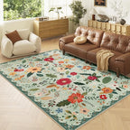 5x7 Washable Rug for Living Room, Non Slip Low Pile Soft Flower Carpet - Image 2