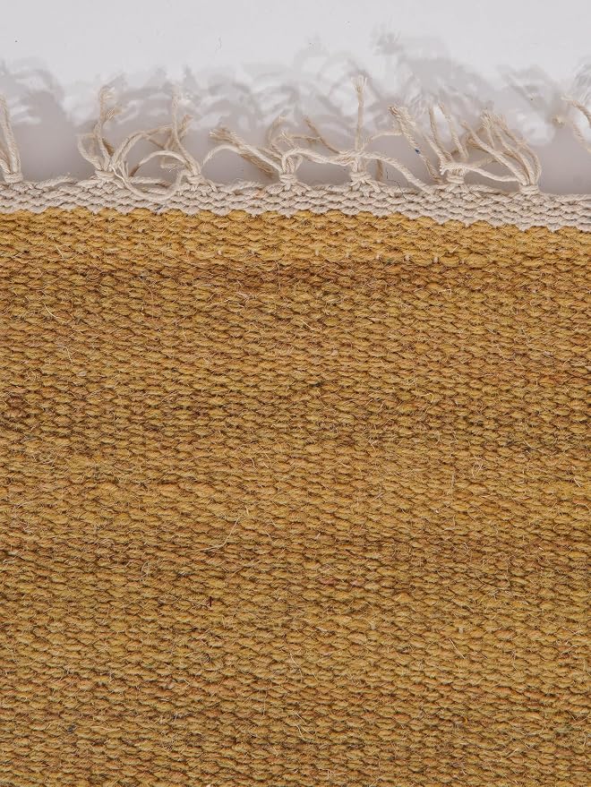 Rugsotic Carpets Hand Woven Flat Weave Kilim Wool 8'x10' Area Rug Solid Gold - Image 4