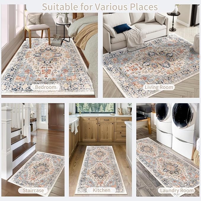 Enkor Runner Rugs for Hallway, 2.6x8 Washable Soft Non Slip Floor Rugs for - Image 7