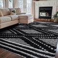 Rugshop Geometric Shag Area Rug Anthracite Dark Gray and White 5' x 7' Great by Rugshop