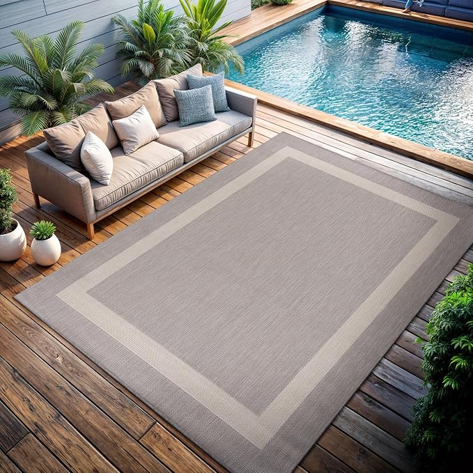 CAMILSON Outdoor Rug 9x12, Large Modern Outside Rugs - Image 9