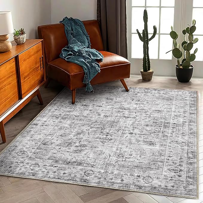 Area Rug 5'x7' Washable Rug Vintage Traditional Floor Cover Thin Retro Kitchen by CHAMPLANT