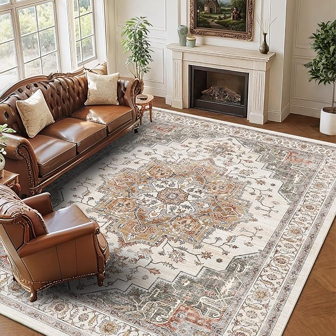 9x12 Large Area Rugs for Living Room Ultra-Soft Washable Rug Vintage Distressed - Image 2