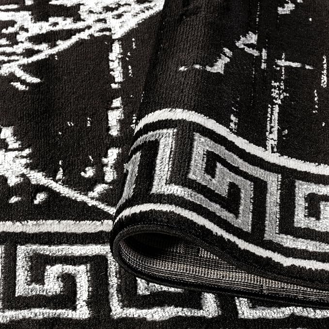 GLORY RUGS Area Rugs Marble 4x5 Black Gray Carpet Modern Abstract Rug Living - Image 4