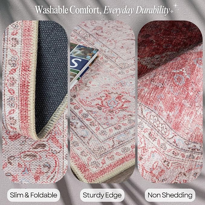 Fame Rugs Turkish Rug. Washable Vintage Oriental Antique Inspired Traditional - Image 3