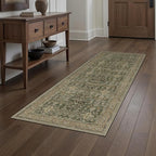 Hallway Runner Rug 2x6 Green Brown Vintage Washable Kitchen Carpet Traditonal by PureCozy