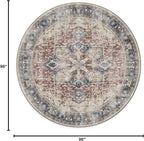 RUGGABLE Washable Vintage Area Rug – Kamran Royal Blue 8 ft Round, - Image 3