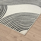 Abani Nuevo Beige Black Swirls Modern Area Rug 3' x 6' - Image 4