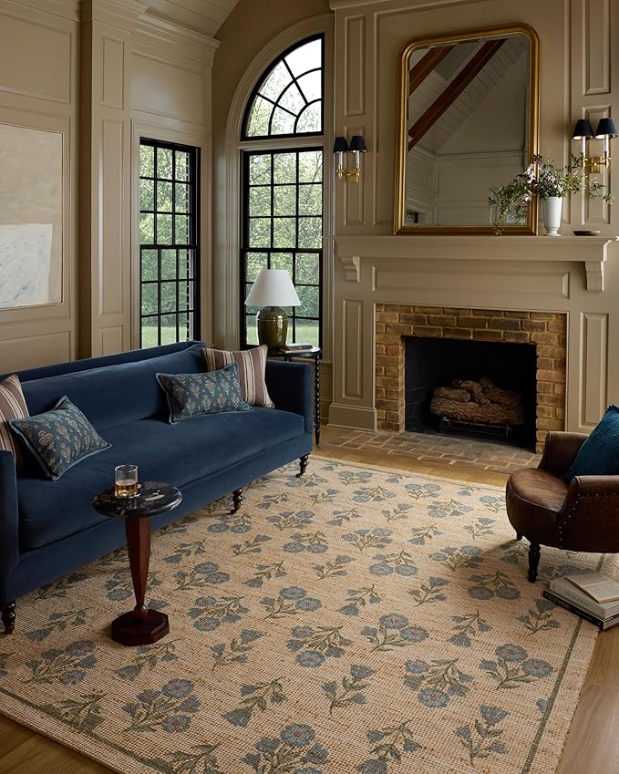 Loloi Chris Loves Julia Rue Collection RUE-04 Moss/Blue 5'-0" x 7'-6" Area Rug by Loloi