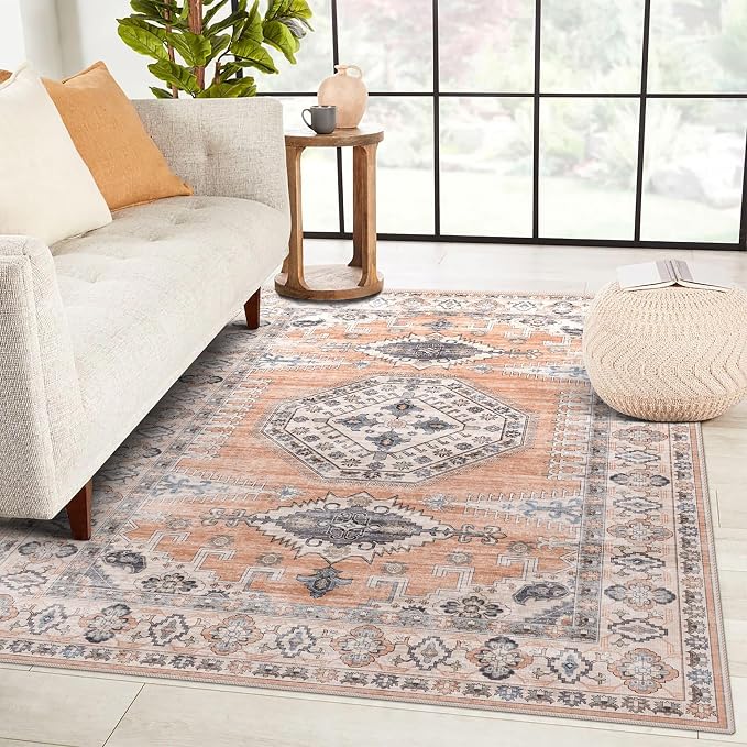 vivorug 9x12 Area Rugs for Living Room, Non Slip Machine Washable Vintage Rug - Image 8