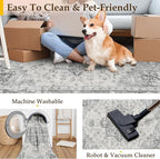 Gray 8x10 Area Rug Washable Vintage Living Room Carpet Non Slip Retro - Image 2