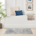 Nourison Home Astra Machine Washable Traditional Grey/Blue 3'3" x 5' Area Rug by NourisonHome
