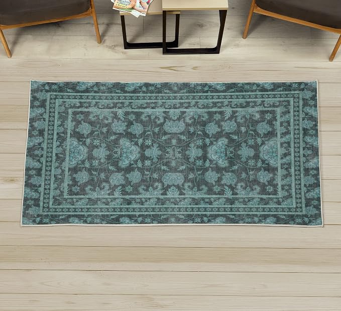 Ambesonne Folk Art Decorative Rug, Bohemian Eastern Culture Ornament in Summer by Ambesonne