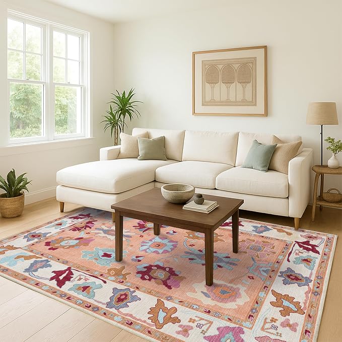 Fame Living Orange Oushak Rug, Large Area Rugs - Image 2