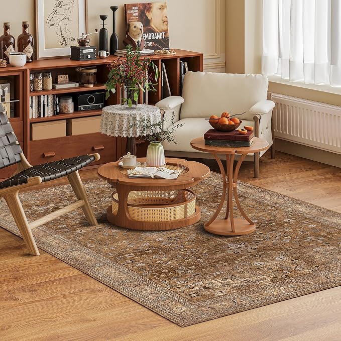 Washable Area Rug 3' x 5 ' Vintage Traditional Persian Mat - Image 2