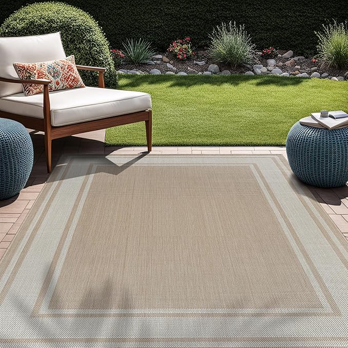 Beverly Rug Outdoor Rug 8x10 Modern Bordered Area Rugs by BeverlyRug