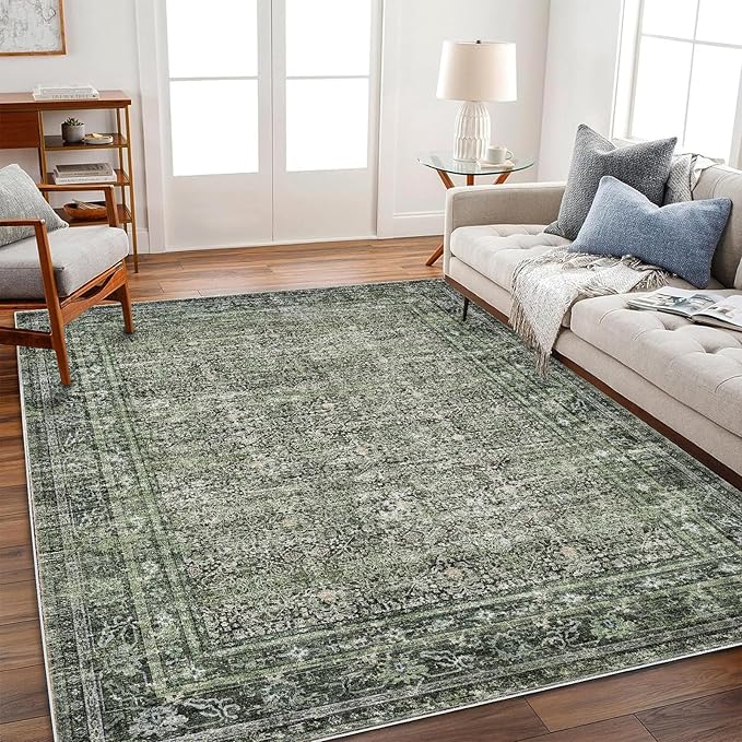 Washable Area Rug 4'x6' Traditional Floor Cover Foldable Thin Rugs Retro - Image 2