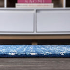 JONATHAN Y Boho Vintage Diamond Blue/White Indoor Area Rug 4X6 ft, Moroccan Hype - Image 10