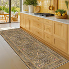 Brown 3x8 Vintage Kitchen Runner Rug Stain Resistant, Wide Washable Non Skid by HazoHaus